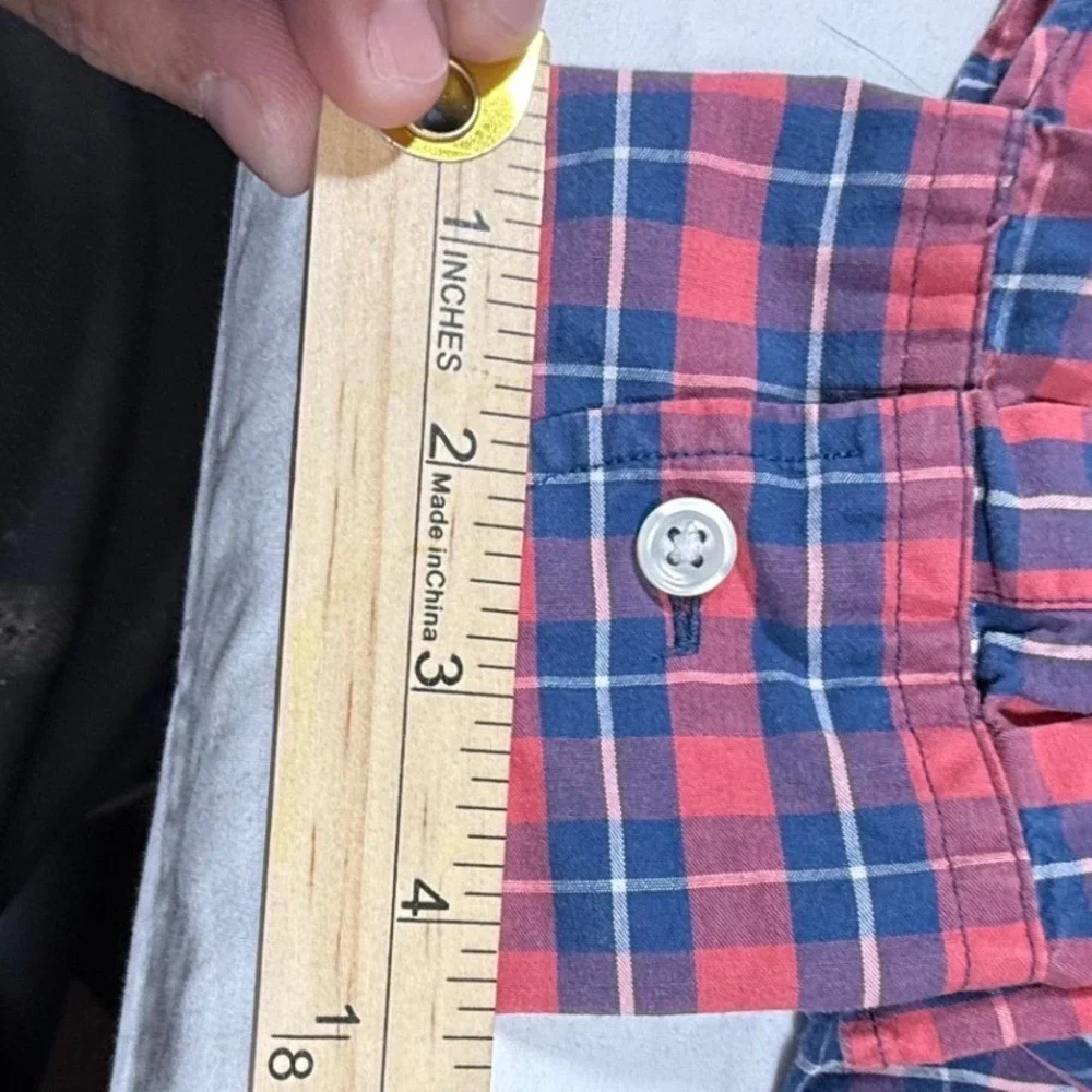 J.Crew Men's M Slim Fit Red Navy Plaid Button-Down Shirt Long Sleeve